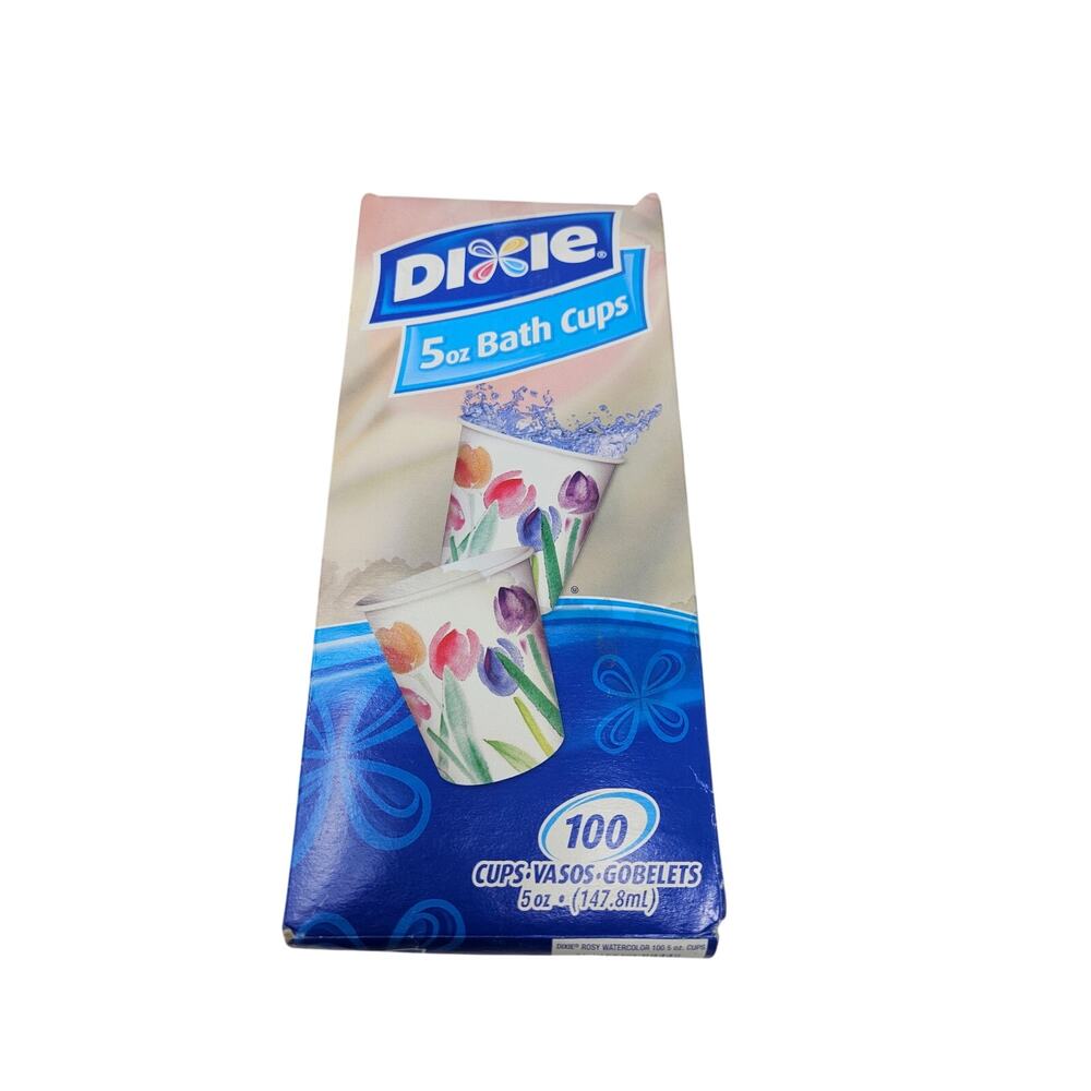 Dixie 5 Oz Bath Cups Tulip Flower Refill Vintage 90s Rosy Watercolor 100 Ct++